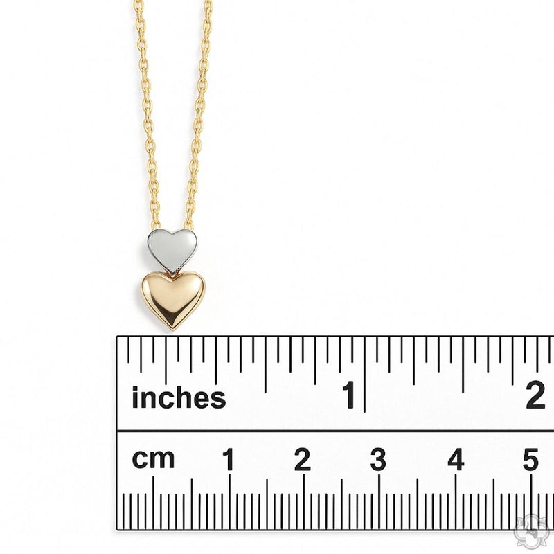 14K 2 Tone Gold Double Heart Necklace 66683 - Image 4