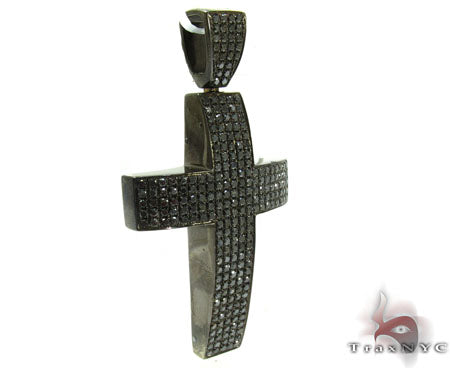 14K Gold  Fully Black Diamond Cross Crucifix 25605 - Image 2
