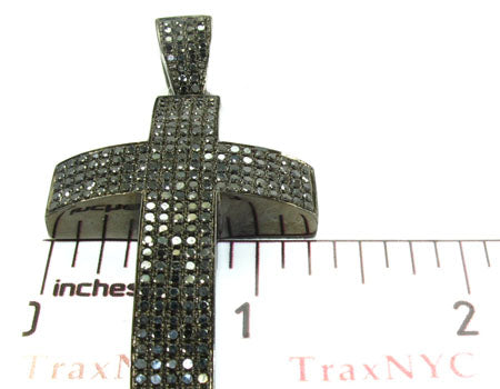 14K Gold  Fully Black Diamond Cross Crucifix 25605 - Image 7