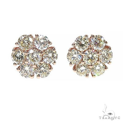14K Gold Diamond Flower Earrings 66998 - Image 1