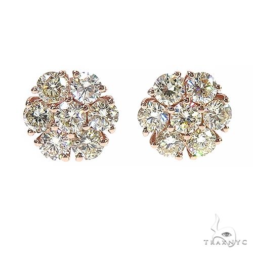 14K Gold Diamond Flower Earrings 66998 - Image 1