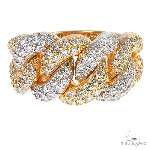 14K Gold 2 Tone Diamond Cuban Ring 66913 - Image 2