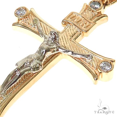 14K Gold 2 Tone Solid Yellow Gold Cross Crucifix 67415 - Image 3