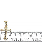 14K Gold 2 Tone Solid Yellow Gold Cross Crucifix 67415 - Image 5