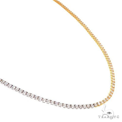 14K Gold 2 Tone Tennis Chain 67654 - Image 1