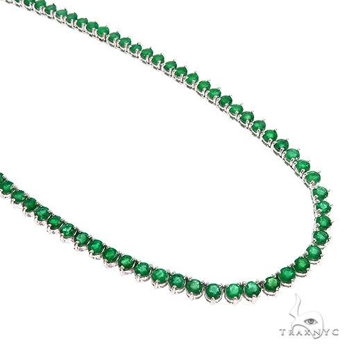14K Gold 3 Prong Emerald Tennis Chain 66796