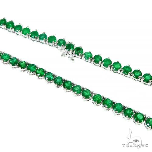 14K Gold 3 Prong Emerald Tennis Chain 66796