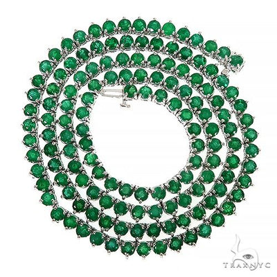 14K Gold 3 Prong Emerald Tennis Chain 66796