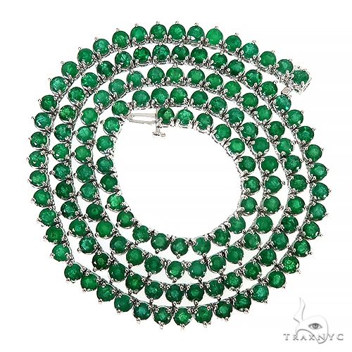 14K Gold 3 Prong Emerald Tennis Chain 66796