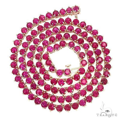14K Gold 3 Prong Ruby Tennis Chain 66795 - Image 1