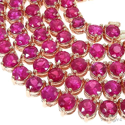 14K Gold 3 Prong Ruby Tennis Chain 66795 - Image 4