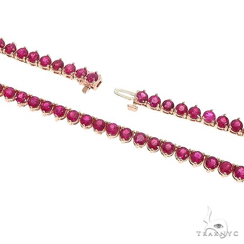 14K Gold 3 Prong Ruby Tennis Chain 66795 - Image 5