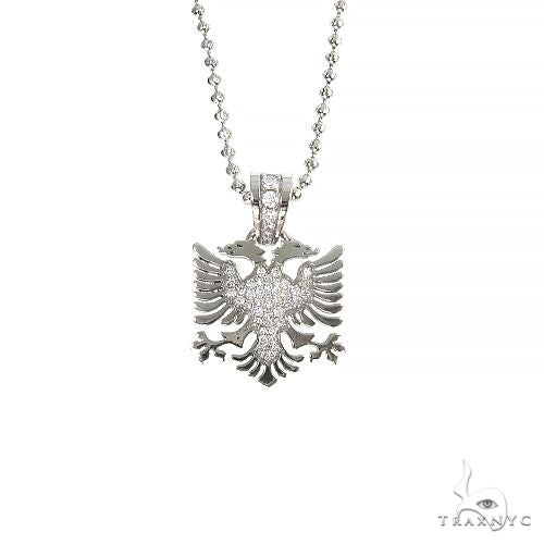 14K Gold Albanian Eagle Diamond Pendant Set 66815 - Image 1