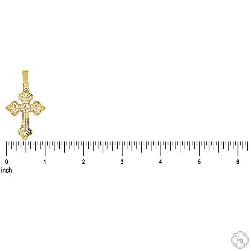 14K Gold Bezel Cross Crucifix Pendant Set 63778 - Image 6
