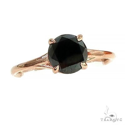 14K Gold Black Diamond Solitaire Engagement Ring 66431 - Image 1