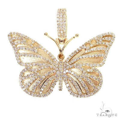 14K Gold Butterfly Diamond Pendant 66759 - Image 1