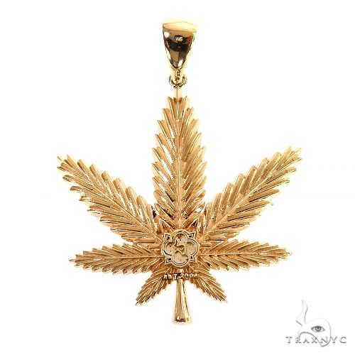 14K Gold Cannabis Pendant 68848 - Image 4