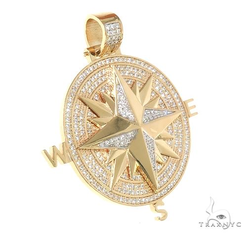 14K Gold Compass Diamond Pendant 66666 - Image 2