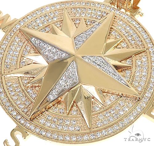 14K Gold Compass Diamond Pendant 66666 - Image 4