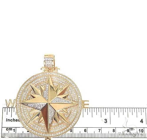 14K Gold Compass Diamond Pendant 66666 - Image 5