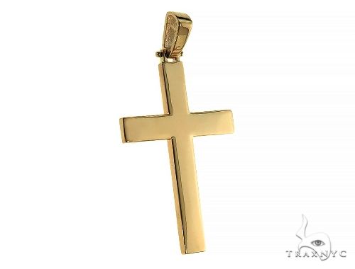 14K Gold Solid Cross Pendant 66193 - Image 2