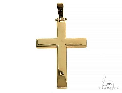 14K Gold Solid Cross Pendant 66193 - Image 3