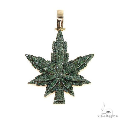 14K Gold Custom Made  Weed Pendant 66647 - Image 1
