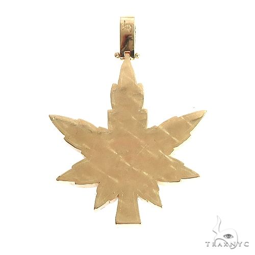 14K Gold Custom Made  Weed Pendant 66647 - Image 3