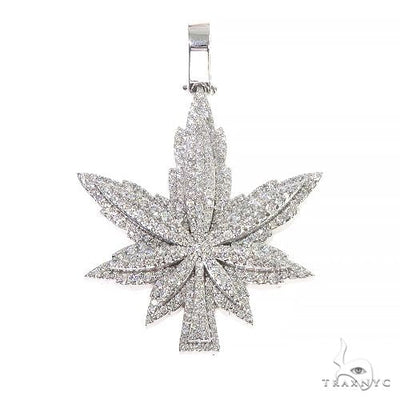 14K Gold Custom Made  Weed Pendant 66729 - Image 1