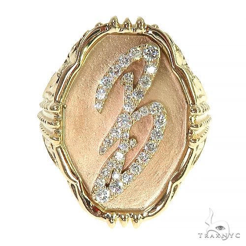 14K Gold Custom Made B Ring 66370 - Image 2