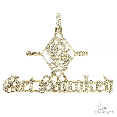 14K Gold Custom Made 'Get Smoked' Diamond Pendant 66477 - Image 1
