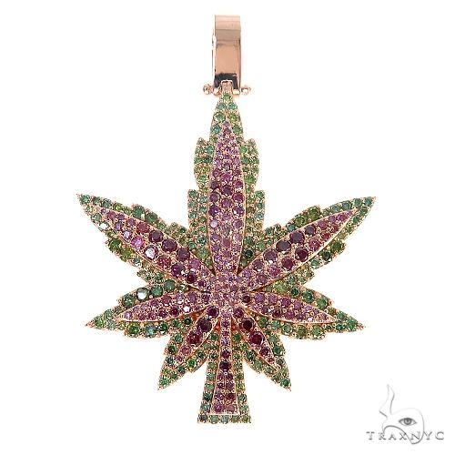 14K Gold Custom Made Weed Pendant 66769 - Image 1