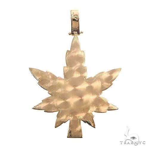 14K Gold Custom Made Weed Pendant 66824 - Image 4