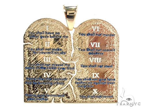 18K Gold Custom Decalogue Pendant 35496 - Image 1
