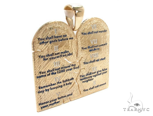 18K Gold Custom Decalogue Pendant 35496 - Image 2