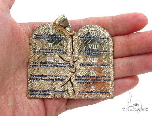 18K Gold Custom Decalogue Pendant 35496 - Image 6