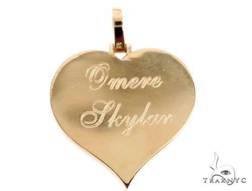 14K Gold Customizable Heart Photo Pendant 1 inch 64627 - Image 9