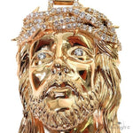 14K Gold Diamond Crown Jesus Pendant 67599 - Image 3
