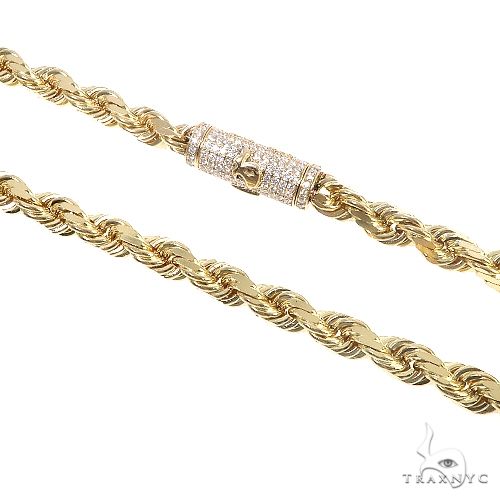 14K Gold Diamond Cut Rope Chain With Custom Made TraxNYC Diamond Logo Lock 20 Inches 7mm 66588 - Image 1