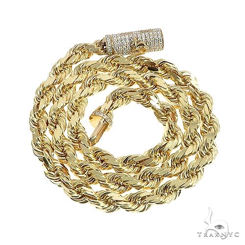 14K Gold Diamond Cut Rope Chain With Custom Made TraxNYC Diamond Logo Lock 20 Inches 7mm 66588 - Image 3
