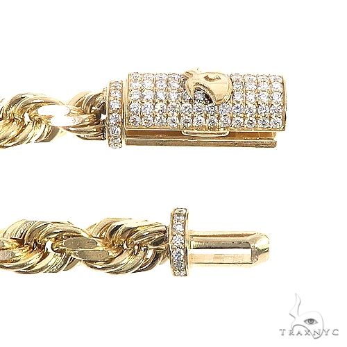 14K Gold Diamond Cut Rope Chain With Custom Made TraxNYC Diamond Logo Lock 20 Inches 7mm 66588 - Image 4