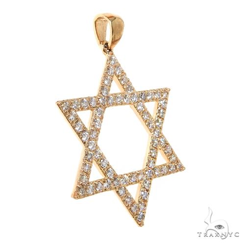 14K Gold Diamond David Star Pendant 67541 - Image 2
