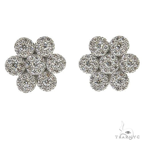 14K Gold Diamond Flower Earrings 67666 - Image 1