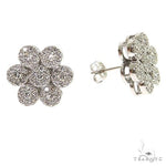 14K Gold Diamond Flower Earrings 67666 - Image 2
