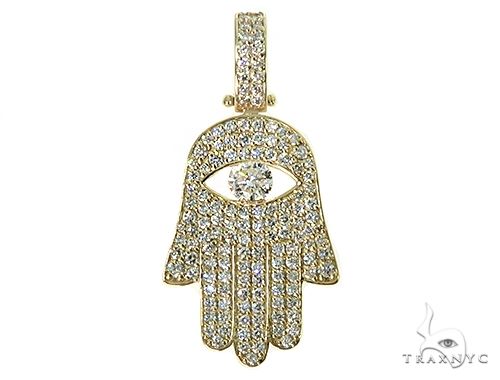 14K Gold Diamond Hamsa Pendant 66310 - Image 1