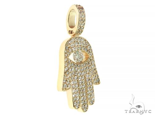 14K Gold Diamond Hamsa Pendant 66310 - Image 2