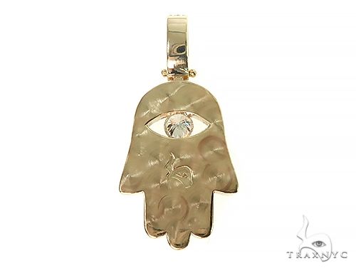 14K Gold Diamond Hamsa Pendant 66310 - Image 3