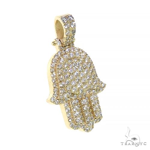 14K Gold Diamond Hamsa Pendant 66822 - Image 2