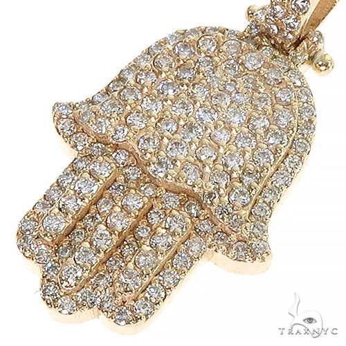 14K Gold Diamond Hamsa Pendant 66822 - Image 4