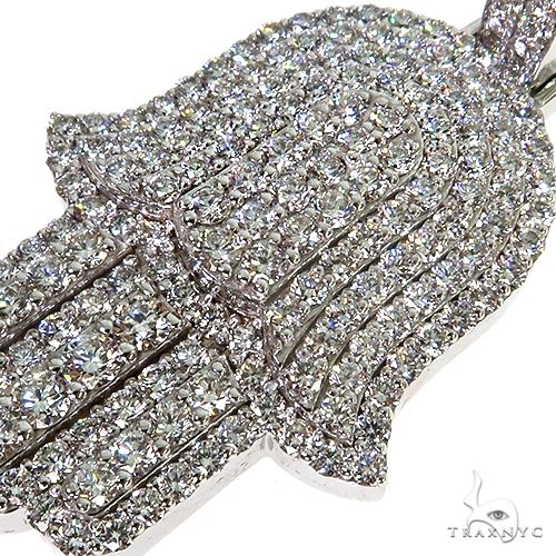 14K Gold Diamond Hamsa Pendant 67710 - Image 3